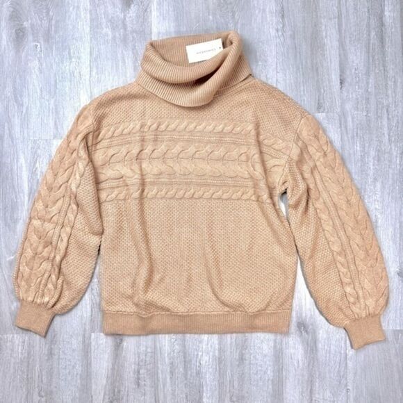 Charter Club Sweaters - Charter Club Women's NWT Tan Cotton Blend Cable Knit Cowl Neck Sweater L